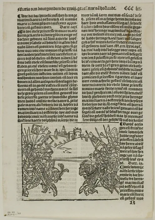 Framed Print : Illustration from Coronijke van Hollandt, plate 58 from Woodcuts... 1530, assembled...1937. Creators: Unknown, Max Geisberg Framed Print : Illustration from Coronijke van Hollandt, plate 58 from Woodcuts... 1530, assembled...1937. Creators: Unknown, Max Geisberg