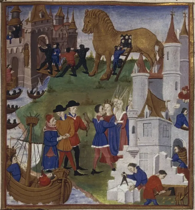 Framed Print : Illustration for the Epic The Aeneid by Virgil, 1450-1499. Artist: Coetivy Master (active c. 1450-1485) Framed Print : Illustration for the Epic The Aeneid by Virgil, 1450-1499. Artist: Coetivy Master (active c. 1450-1485)
