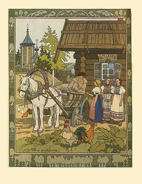Illustration for the Fairy tale The Feather of Finist the Falcon, 1901-1902. Artist: Bilibin, Ivan Yakovlevich (1876-1942)