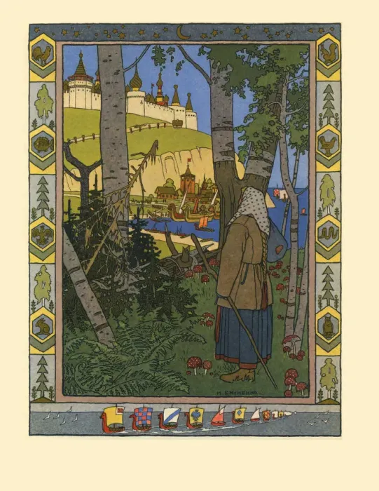 Framed Print : Illustration for the Fairy tale The Feather of Finist the Falcon, 1901-1902. Artist: Bilibin, Ivan Yakovlevich (1876-1942) Framed Print : Illustration for the Fairy tale The Feather of Finist the Falcon, 1901-1902. Artist: Bilibin, Ivan Yakovlevich (1876-1942)