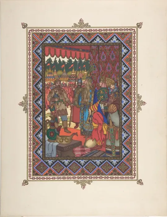 Framed Print : Illustration for the Fairy tale Marya Morevna, c. 1925. Artist: Zvorykin, Boris Vasilievich Framed Print : Illustration for the Fairy tale Marya Morevna, c. 1925. Artist: Zvorykin, Boris Vasilievich