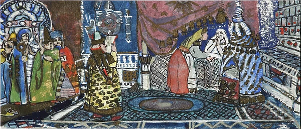 Illustration for the Fairy tale of the Tsar Saltan by A. Pushkin. Artist: Malyutin, Sergei Vasilyevich (1859-1937)