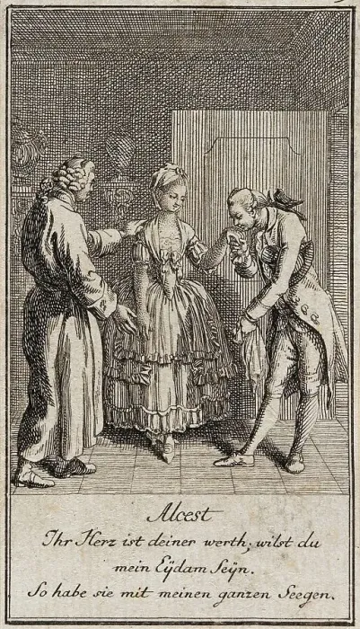 Framed Print : Illustration for Gellert's Six Fables and Six Stories, 1775. Creator: Daniel Nikolaus Chodowiecki