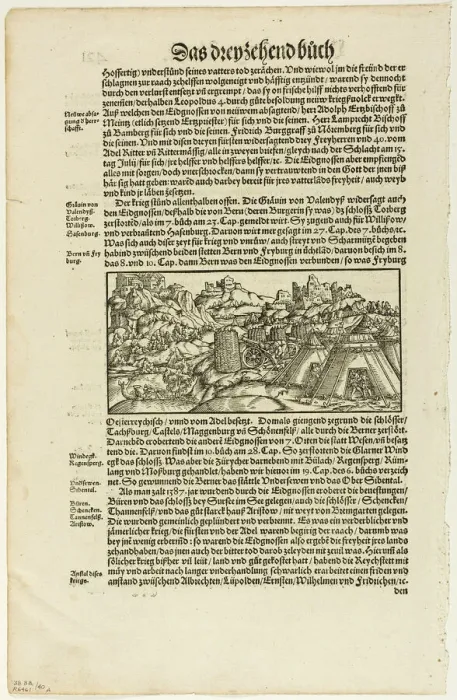 Framed Print : Illustration from Gemeiner loblicher Eydgnoschaft Chronick, plate 40 from Woodcuts... 1937. Creators: Unknown, Max Geisberg Framed Print : Illustration from Gemeiner loblicher Eydgnoschaft Chronick, plate 40 from Woodcuts... 1937. Creators: Unknown, Max Geisberg