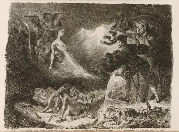 Framed Print : Illustration to Goethes Faust, 1828. Artist: Delacroix, Eugene (1798-1863) Framed Print : Illustration to Goethes Faust, 1828. Artist: Delacroix, Eugene (1798-1863)