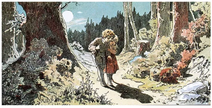 Framed Print : Illustration for 'Hansel and Gretel' by Brothers Grimm, c1899. Creator: Zick, Alexander (1845-1907) Framed Print : Illustration for 'Hansel and Gretel' by Brothers Grimm, c1899. Creator: Zick, Alexander (1845-1907)