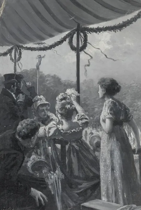 Framed Print : Illustration for Henrik Wergeland, The English Pilot'... she wishes, he will win... probably 1894. Creator: Wilhelm Peters Framed Print : Illustration for Henrik Wergeland, The English Pilot'... she wishes, he will win... probably 1894. Creator: Wilhelm Peters