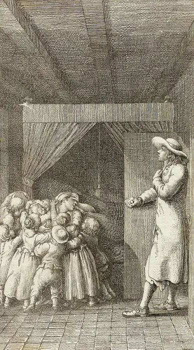 Framed Print : Illustration for Henry Pestalozzi's Leonard and Gertrude or the Village Customs, 1782. Creator: Daniel Nikolaus Chodowiecki Framed Print : Illustration for Henry Pestalozzi's Leonard and Gertrude or the Village Customs, 1782. Creator: Daniel Nikolaus Chodowiecki
