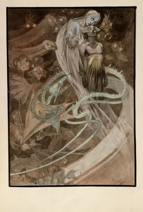 Framed Print : Illustration for the illustrated edition Le Pater. Artist: Mucha, Alfons Marie (1860-1939) Framed Print : Illustration for the illustrated edition Le Pater. Artist: Mucha, Alfons Marie (1860-1939)