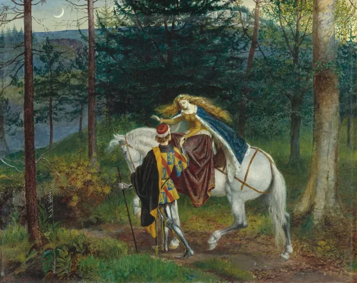 Framed Print : Illustration for La Belle Dame sans Merci by John Keats, 1865. Artist: Crane, Walter (1845-1915) Framed Print : Illustration for La Belle Dame sans Merci by John Keats, 1865. Artist: Crane, Walter (1845-1915)