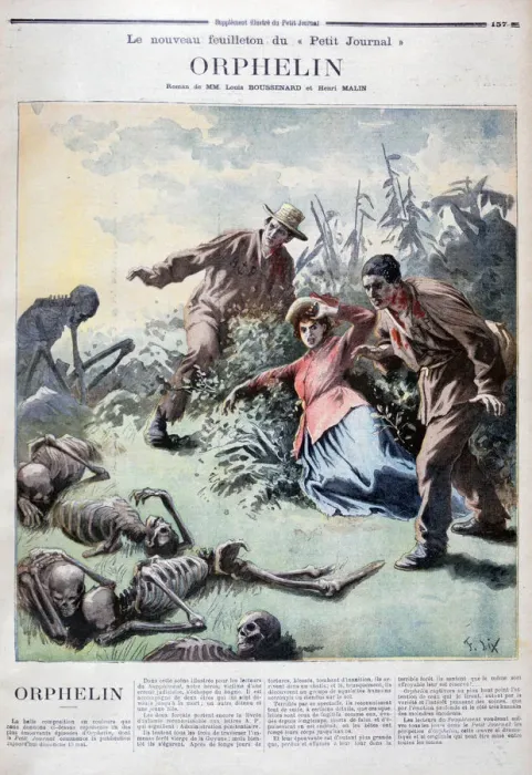 Framed Print : Illustration for Louis Henri Boussenard and Henri Makins book Orphelin, 1894. Artist: Frederic Lix Framed Print : Illustration for Louis Henri Boussenard and Henri Makins book Orphelin, 1894. Artist: Frederic Lix