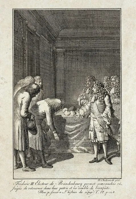 Framed Print : Illustration for Memories of the Refugees, c1787. Creator: Daniel Nikolaus Chodowiecki Framed Print : Illustration for Memories of the Refugees, c1787. Creator: Daniel Nikolaus Chodowiecki