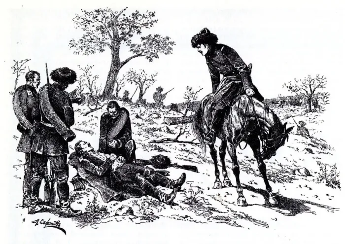 Framed Print : Illustration to the novel Hadji Murad by Leo Tolstoy, 1912. Artist: Safonov, Alexander Petrovich (1852-1913)