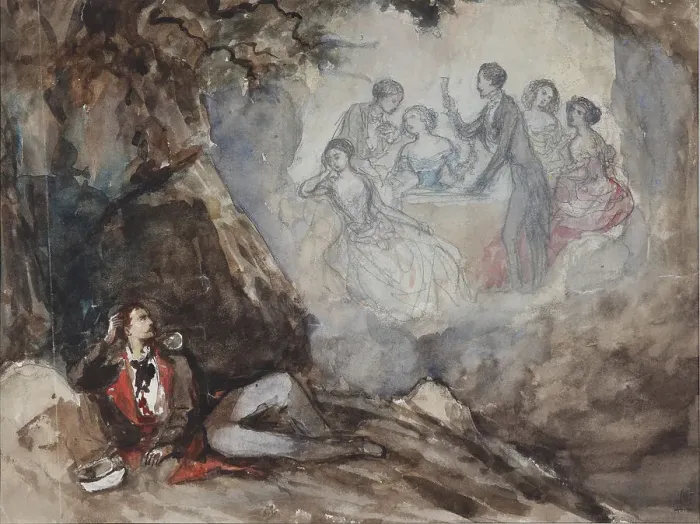 Framed Print : Illustration to the poem The Dream by M. Lermontov, Mid of the 19th century. Artist: Gagarin, Grigori Grigorievich (1810-1893) Framed Print : Illustration to the poem The Dream by M. Lermontov, Mid of the 19th century. Artist: Gagarin, Grigori Grigorievich (1810-1893)