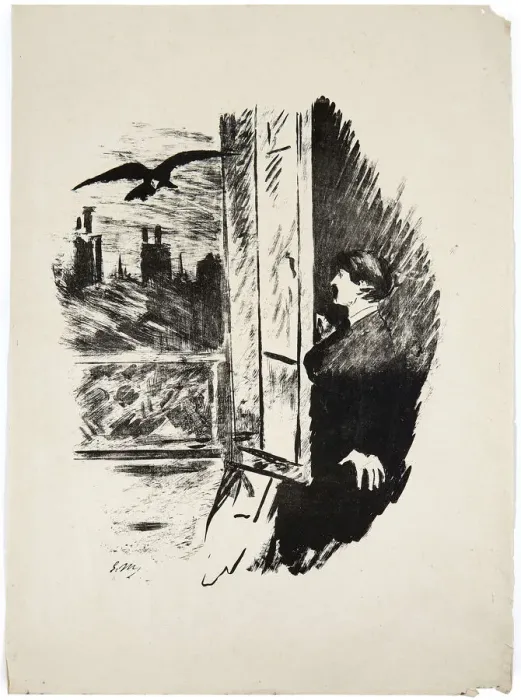 Framed Print : Illustration for the poem Le Corbeau (The Raven) by Edgar Allan Poe, 1875 Framed Print : Illustration for the poem Le Corbeau (The Raven) by Edgar Allan Poe, 1875