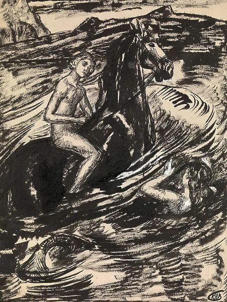 Illustration for The Princess of the Tide by Mikhail Lermontov. Artist: Petrov-Vodkin, Kuzma Sergeyevich (1878-1939)