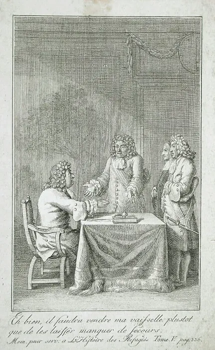 Framed Print : Illustration to The Rememberances of the Refugees, 1786. Creator: Daniel Nikolaus Chodowiecki Framed Print : Illustration to The Rememberances of the Refugees, 1786. Creator: Daniel Nikolaus Chodowiecki