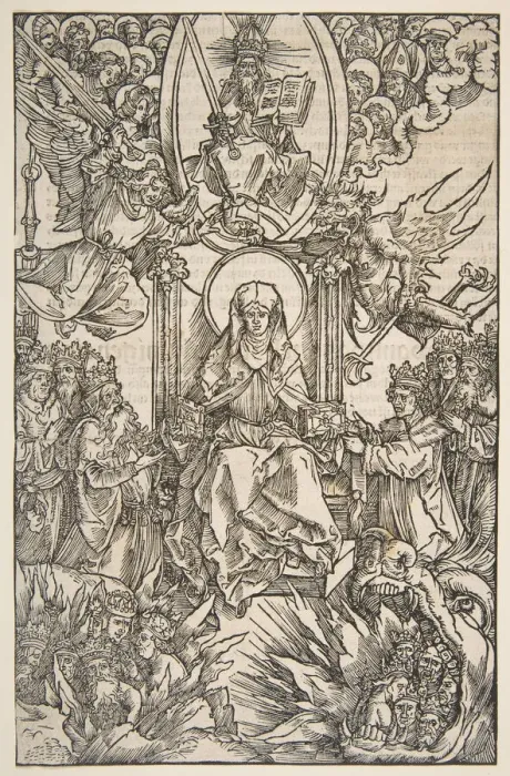 Framed Print : Illustration from Revelations Sancte Birgitte, Koberger Nuremberg 1502 (German Text). n. d Framed Print : Illustration from Revelations Sancte Birgitte, Koberger Nuremberg 1502 (German Text). n. d