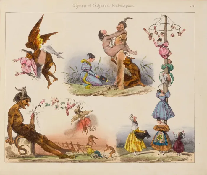 Framed Print : Illustration from the Series Charges et Decharges diaboliques, 1830 Framed Print : Illustration from the Series Charges et Decharges diaboliques, 1830