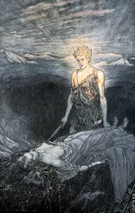 Framed Print : Illustration from Siegfried and the Twilight of the Gods, 1924. Artist: Arthur Rackham Framed Print : Illustration from Siegfried and the Twilight of the Gods, 1924. Artist: Arthur Rackham