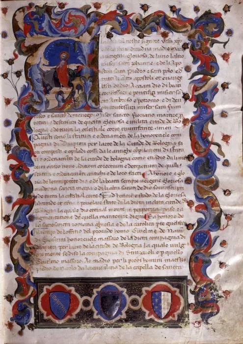 Framed Print : Illustration from Statuti della Societa dei Drappieri, 1407 Framed Print : Illustration from Statuti della Societa dei Drappieri, 1407