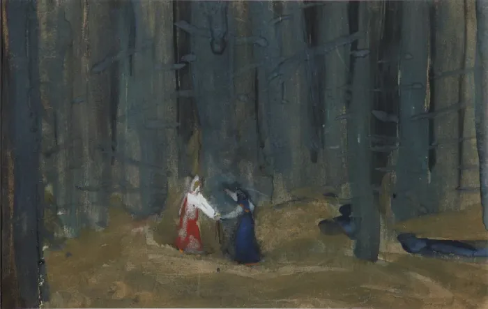 Framed Print : Illustration to The Tale of the Dead Princess and the Seven Knights. Artist: Malyutin, Sergei Vasilyevich (1859-1937) Framed Print : Illustration to The Tale of the Dead Princess and the Seven Knights. Artist: Malyutin, Sergei Vasilyevich (1859-1937)