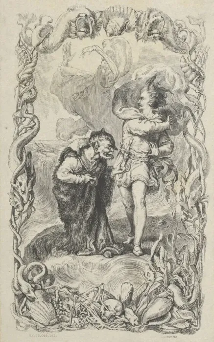 Framed Print : Illustration to the Tempest: Caliban, Ferdinand and Ariel, 1836. Creator: Charles Gray Framed Print : Illustration to the Tempest: Caliban, Ferdinand and Ariel, 1836. Creator: Charles Gray