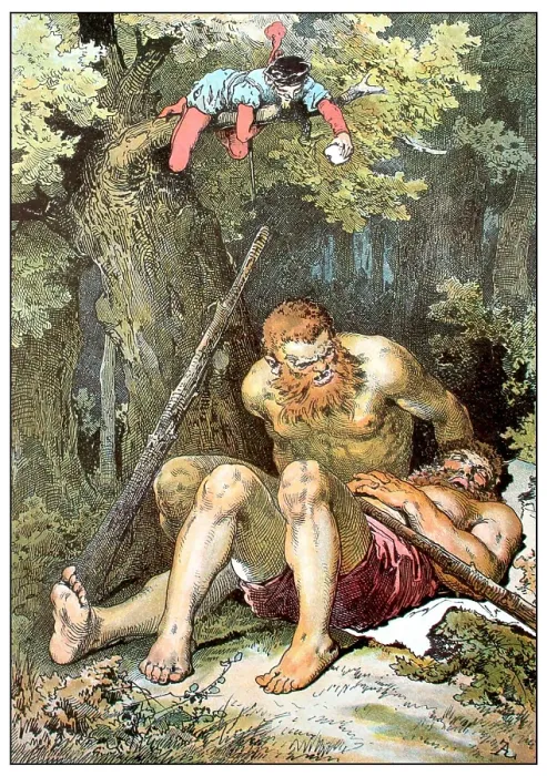 Framed Print : Illustration for 'The Brave Little Tailor' by Brothers Grimm, c1899. Creator: Zick, Alexander (1845-1907) Framed Print : Illustration for 'The Brave Little Tailor' by Brothers Grimm, c1899. Creator: Zick, Alexander (1845-1907)