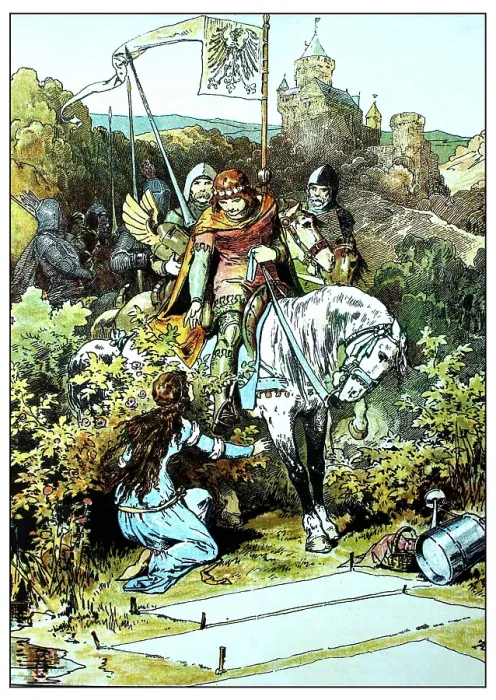 Framed Print : Illustration for 'The Three Sisters' by Brothers Grimm, c1899. Creator: Zick, Alexander (1845-1907) Framed Print : Illustration for 'The Three Sisters' by Brothers Grimm, c1899. Creator: Zick, Alexander (1845-1907)