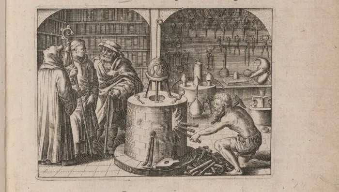 Framed Print : Illustration for Tripvs avrevs, hoc est, Tres tractatvs chymici selectissimi 1618. Artist: Bry, Theodor de (1528-1598) Framed Print : Illustration for Tripvs avrevs, hoc est, Tres tractatvs chymici selectissimi 1618. Artist: Bry, Theodor de (1528-1598)