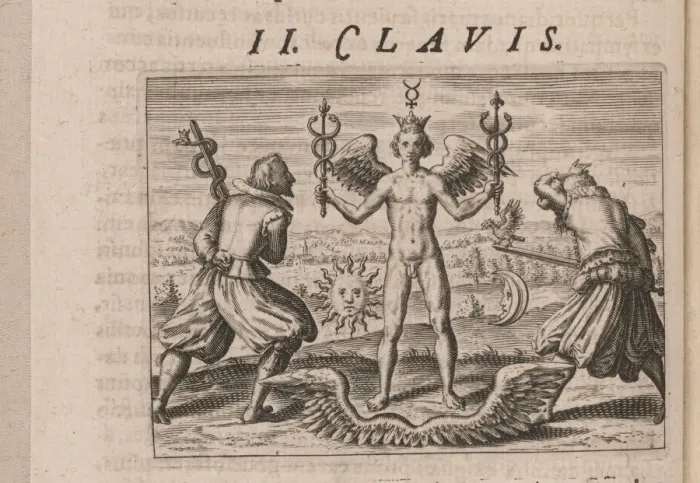 Framed Print : Illustration for Tripvs avrevs, hoc est, Tres tractatvs chymici selectissimi 1618. Artist: Bry, Theodor de (1528-1598) Framed Print : Illustration for Tripvs avrevs, hoc est, Tres tractatvs chymici selectissimi 1618. Artist: Bry, Theodor de (1528-1598)