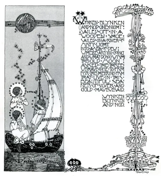 Framed Print : An illustration for Wynken, Blynken and Nod, 1899. Artist: Jessie Marion King Framed Print : An illustration for Wynken, Blynken and Nod, 1899. Artist: Jessie Marion King
