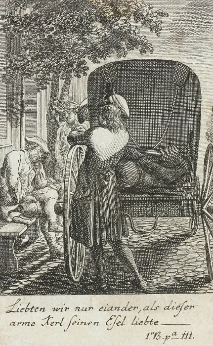 Framed Print : Illustration for Yorick's Sentimental Voyage, 1783. Creator: Daniel Nikolaus Chodowiecki Framed Print : Illustration for Yorick's Sentimental Voyage, 1783. Creator: Daniel Nikolaus Chodowiecki
