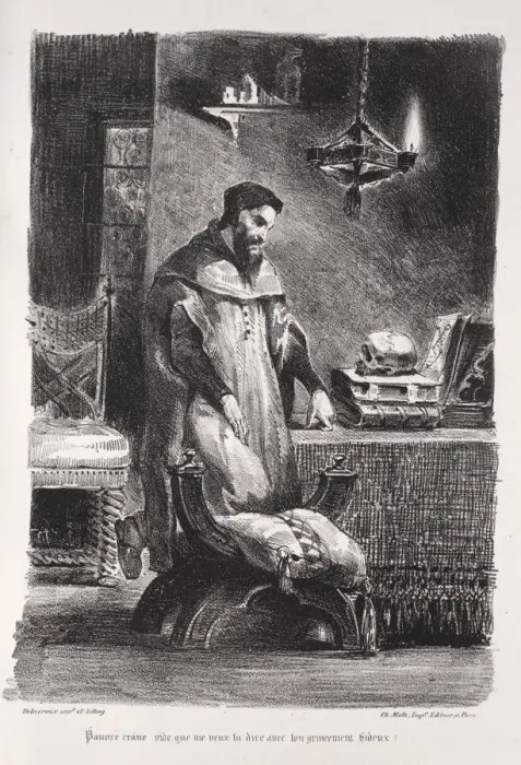 Framed Print : Illustrations for Faust: Faust in his dressing-room, 1828. Creator: Eugene Delacroix (French Framed Print : Illustrations for Faust: Faust in his dressing-room, 1828. Creator: Eugene Delacroix (French