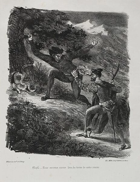 Illustrations for Faust: Faust and Mephistopheles in the mountains of the Hartz
