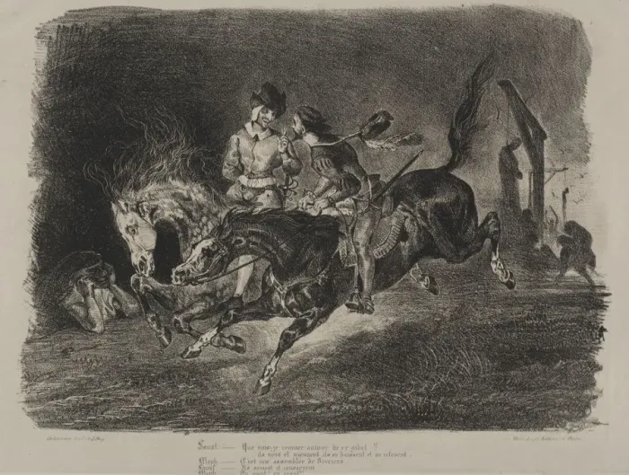 Framed Print : Illustrations for Faust: Faust and Mephistopheles horse riding on the Sabbath, 1828 Framed Print : Illustrations for Faust: Faust and Mephistopheles horse riding on the Sabbath, 1828