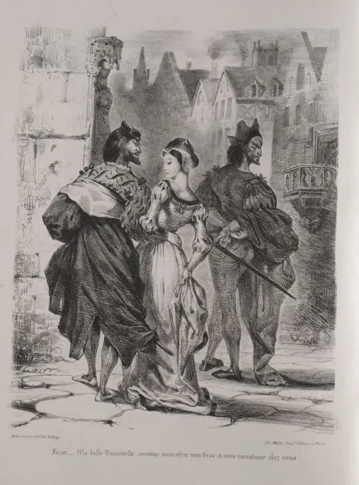 Framed Print : Illustrations for Faust: Faust seeks to allure Marguerite, 1828. Creator: Eugene Delacroix Framed Print : Illustrations for Faust: Faust seeks to allure Marguerite, 1828. Creator: Eugene Delacroix