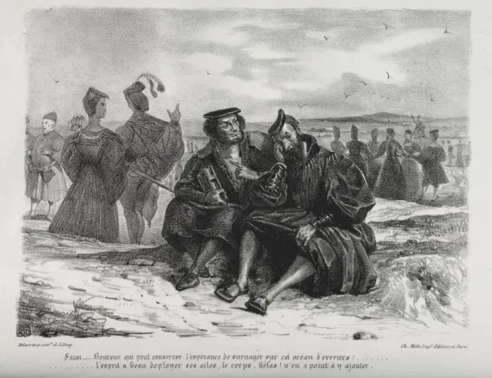 Framed Print : Illustrations for Faust: Faust and Wagner, 1828. Creator: Eugene Delacroix (French Framed Print : Illustrations for Faust: Faust and Wagner, 1828. Creator: Eugene Delacroix (French