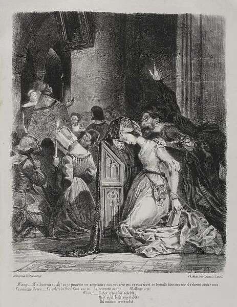 Illustrations for Faust: Marguerite at church, 1828. Creator: Eugene Delacroix (French