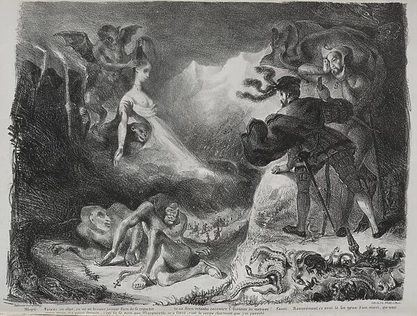 Illustrations for Faust: Marguerites shadow appears to Faust, 1828