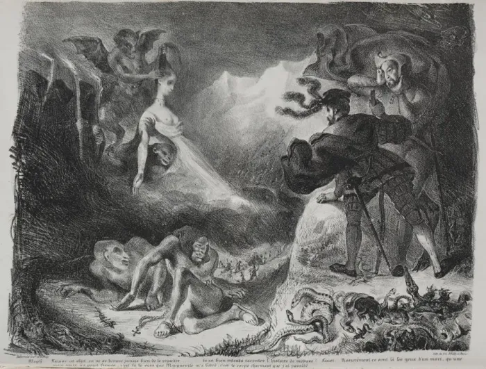 Framed Print : Illustrations for Faust: Marguerites shadow appears to Faust, 1828 Framed Print : Illustrations for Faust: Marguerites shadow appears to Faust, 1828