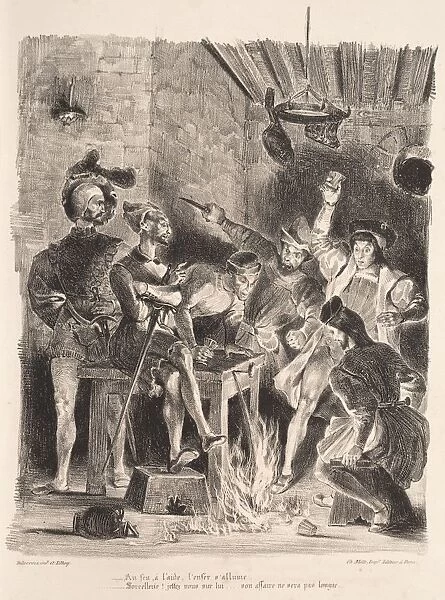Illustrations for Faust: Mephistopheles in the tavern of the students, 1828