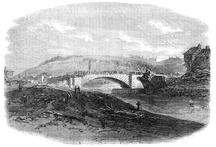 Framed Print : Illustrations of the Flood at Sheffield: the village of Hillsborough after the flood, 1864. Creator: Unknown Framed Print : Illustrations of the Flood at Sheffield: the village of Hillsborough after the flood, 1864. Creator: Unknown