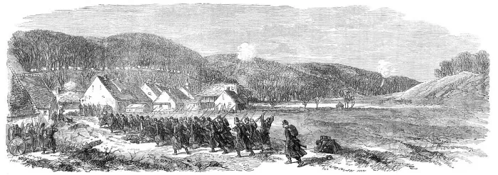 Framed Print : Illustrations of the War in Denmark: fight between the Danes and the Austrians at Veile... 1864. Creator: Unknown Framed Print : Illustrations of the War in Denmark: fight between the Danes and the Austrians at Veile... 1864. Creator: Unknown
