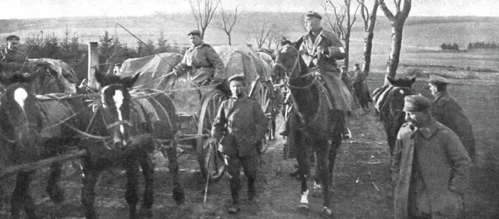 Framed Print : Ils S'en Vont; Convoi conduit par un officier, 1918. Creator: Unknown Framed Print : Ils S'en Vont; Convoi conduit par un officier, 1918. Creator: Unknown