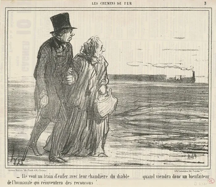 Framed Print : Ils vont un train d'enfer... 19th century. Creator: Honore Daumier Framed Print : Ils vont un train d'enfer... 19th century. Creator: Honore Daumier