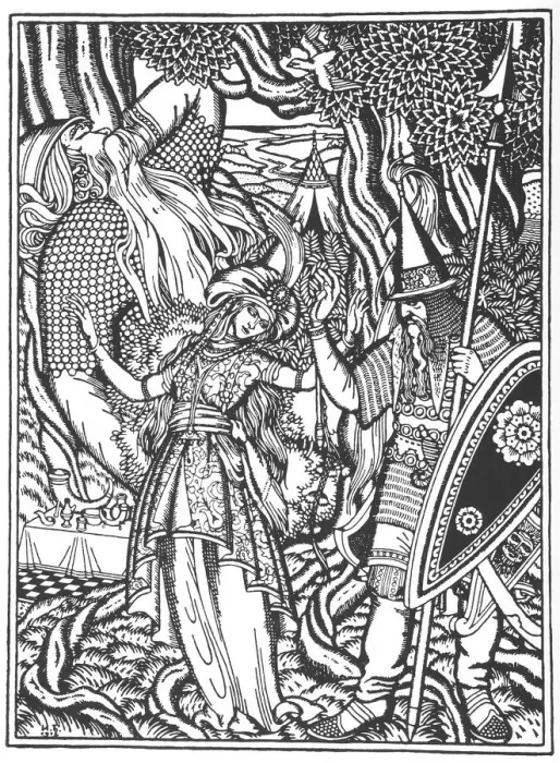 Framed Print : Ilya Muromets and Svyatogors wife, 1912. Artist: Bilibin, Ivan Yakovlevich (1876-1942) Framed Print : Ilya Muromets and Svyatogors wife, 1912. Artist: Bilibin, Ivan Yakovlevich (1876-1942)