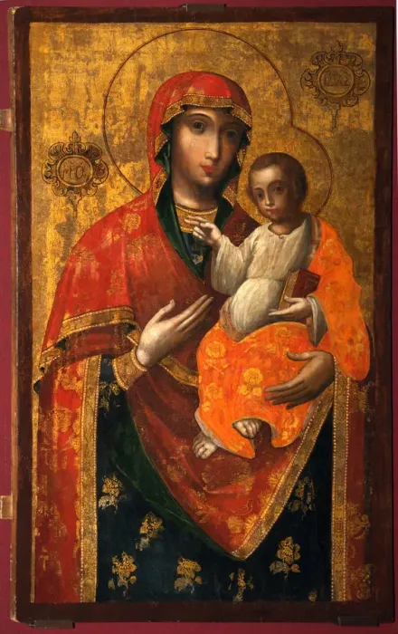 Framed Print : The Ilyin-Chernigov Icon of the Mother of God, 18th century. Artist: Russian icon