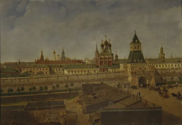 Framed Print : The Ilyinsky Gates in Moscow, Mid of the 19th cen Artist: Moiseyev, Pyotr Ivanovich (?-1865) Framed Print : The Ilyinsky Gates in Moscow, Mid of the 19th cen Artist: Moiseyev, Pyotr Ivanovich (?-1865)