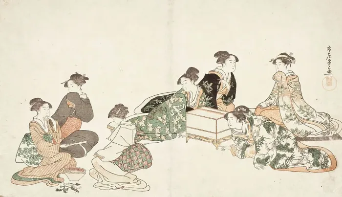 Framed Print : Image from album of poetry Haru no iro (image 2 of 3), c1794. Creator: Kubo Shunman Framed Print : Image from album of poetry Haru no iro (image 2 of 3), c1794. Creator: Kubo Shunman